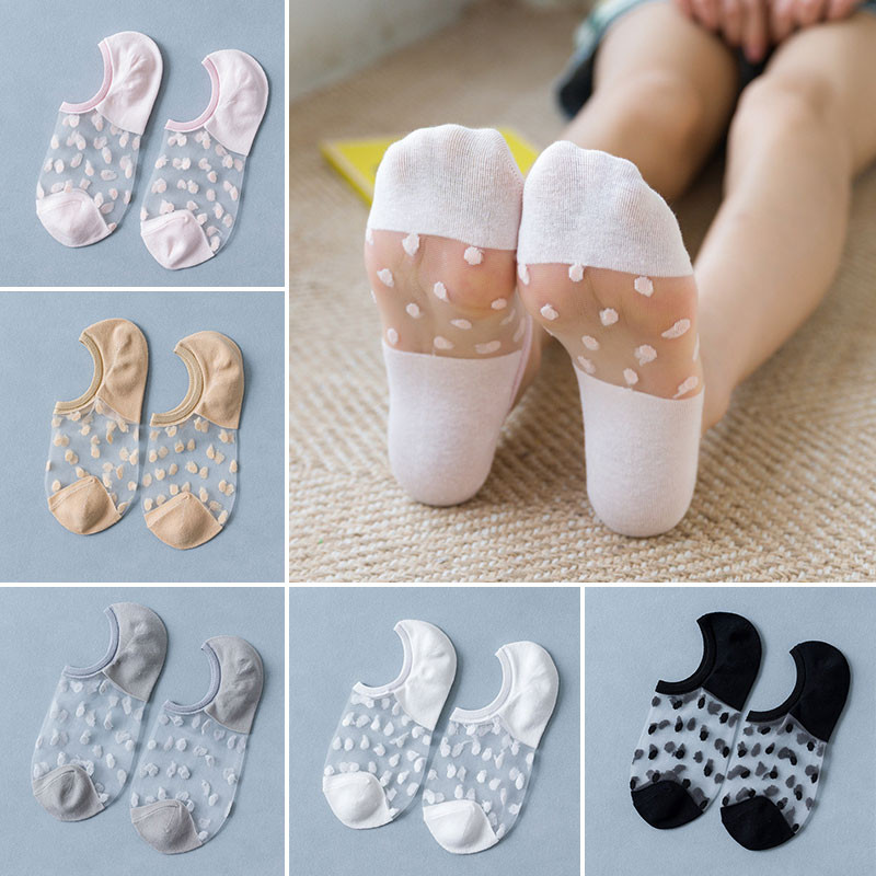 1par=2kom Čipkane čarape od kristala Prozračne ženske prozirne čipkane svilene elastične niske čarape nevidljive kratke čarape za djevojčice Ženske soks