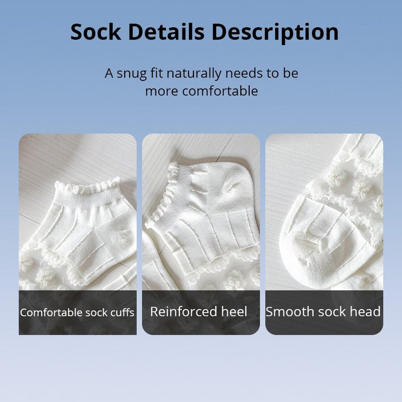 5 paari suvised naiste valged klaasist siidist hingavad seksikad läbipaistvad sokid madala toruga õhukesed mulliga lühikesed sokid