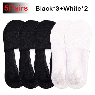 Nyári szexi csipkezokni női jégselyem virág mélyen kivágott zokni láthatatlan csúszásgátló csipke bokazokni légáteresztő csónak Sox női