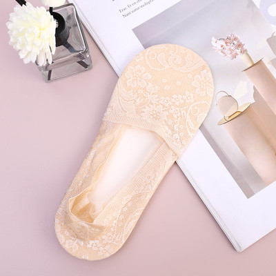 Nyári szexi csipkezokni női jégselyem virág mélyen kivágott zokni láthatatlan csúszásgátló csipke bokazokni légáteresztő csónak Sox női