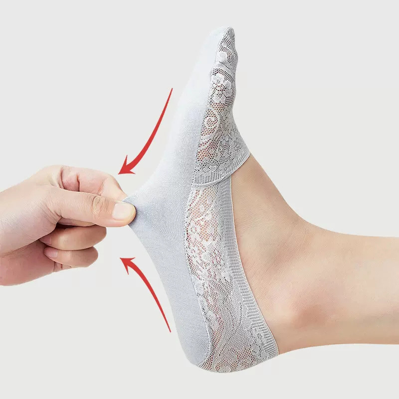 Nyári szexi csipkezokni női jégselyem virág mélyen kivágott zokni láthatatlan csúszásgátló csipke bokazokni légáteresztő csónak Sox női