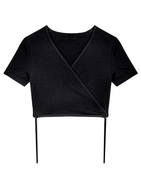 2024. aasta suvised vabaaja T-särgid Naiste T-särgid Tugev V-kaelusega Seksikas kärbitud ristside Harajuku Basic Korea tänava T-särgid mujer