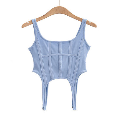 Riblja kost, prsluk u safari stilu, nepravilna majica s kukom za žene, seksi majice bez rukava s četvrtastim izrezom