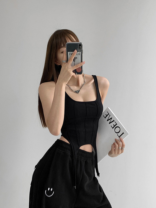 Riblja kost, prsluk u safari stilu, nepravilna majica s kukom za žene, seksi majice bez rukava s četvrtastim izrezom