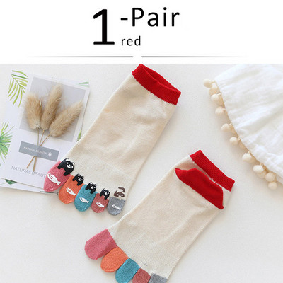 Armsad pahkluu ja 5 sõrmega sokid, paat naine puuvillane karu, jaotav valge mood, vabaaja harajuku tüdruk, varba sokid, 4 hooaega