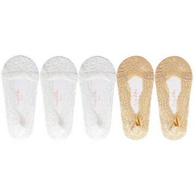 5 perechi/lot șosete damă glezne scurte neprezentare picior invizibil vară set subțire din bumbac alb decoltat bărci dantela silicon anti-alunecare