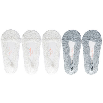 5 perechi/lot șosete damă glezne scurte neprezentare picior invizibil vară set subțire din bumbac alb decoltat bărci dantela silicon anti-alunecare