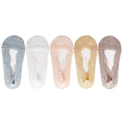 5 perechi/lot șosete damă glezne scurte neprezentare picior invizibil vară set subțire din bumbac alb decoltat bărci dantela silicon anti-alunecare