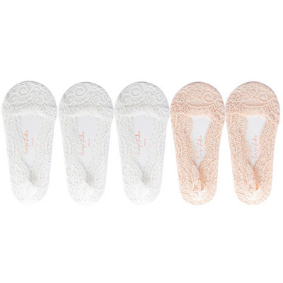5 perechi/lot șosete damă glezne scurte neprezentare picior invizibil vară set subțire din bumbac alb decoltat bărci dantela silicon anti-alunecare