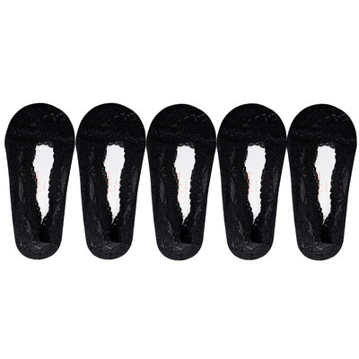 5 perechi/lot șosete damă glezne scurte neprezentare picior invizibil vară set subțire din bumbac alb decoltat bărci dantela silicon anti-alunecare