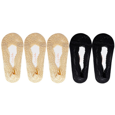 5 perechi/lot șosete damă glezne scurte neprezentare picior invizibil vară set subțire din bumbac alb decoltat bărci dantela silicon anti-alunecare