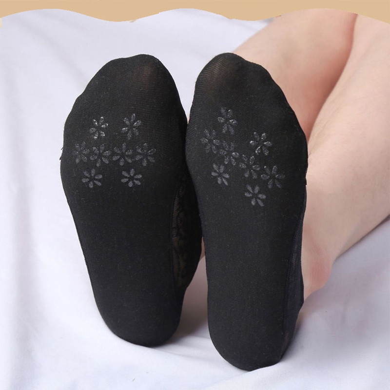 5 perechi/lot șosete damă glezne scurte neprezentare picior invizibil vară set subțire din bumbac alb decoltat bărci dantela silicon anti-alunecare