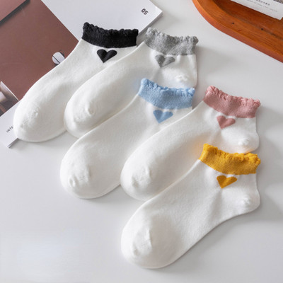 5 perechi/lot șosete cu flori pentru glezne pentru femei Crew No Show, scurte, subțiri, respirabile, alb, primăvară, toamnă, drăguți, șosete cu barcă din desene animate