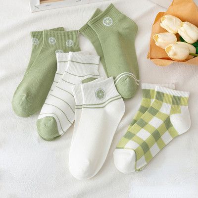 5 perechi/lot șosete cu flori pentru glezne pentru femei Crew No Show, scurte, subțiri, respirabile, alb, primăvară, toamnă, drăguți, șosete cu barcă din desene animate