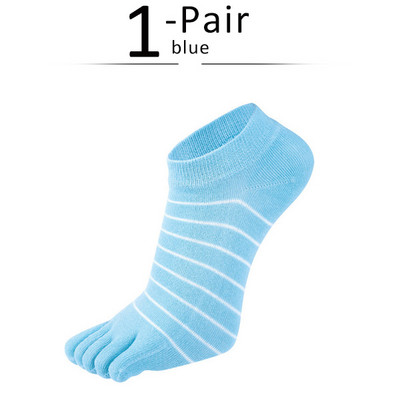 1 par čistih pamučnih čarapa za gležnjeve s pet prstiju, ženska djevojka, jednobojne prugaste modne slatke Harajuku no show čarape s prstima Hot Sell