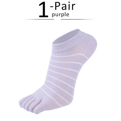 1 par čistih pamučnih čarapa za gležnjeve s pet prstiju, ženska djevojka, jednobojne prugaste modne slatke Harajuku no show čarape s prstima Hot Sell