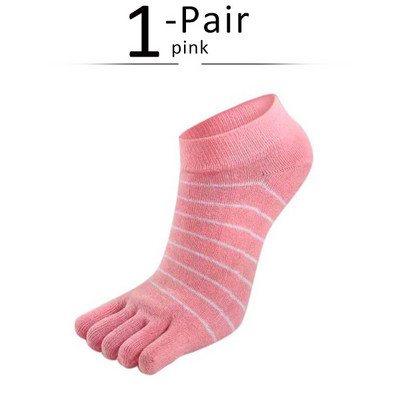 1 par čistih pamučnih čarapa za gležnjeve s pet prstiju, ženska djevojka, jednobojne prugaste modne slatke Harajuku no show čarape s prstima Hot Sell
