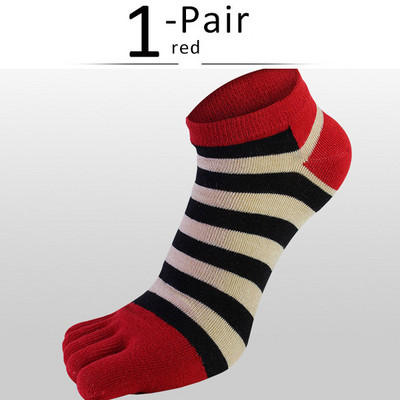 Bumbac pieptănat, glezne, șosete cu 5 degete, bărbați, băiat, în dungi, colorate, casual, care absoarbe transpirația, respirabil, șosete fără degete, 4 anotimpuri