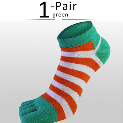 Bumbac pieptănat, glezne, șosete cu 5 degete, bărbați, băiat, în dungi, colorate, casual, care absoarbe transpirația, respirabil, șosete fără degete, 4 anotimpuri