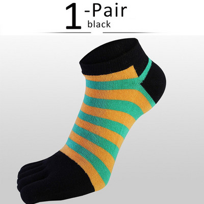 Bumbac pieptănat, glezne, șosete cu 5 degete, bărbați, băiat, în dungi, colorate, casual, care absoarbe transpirația, respirabil, șosete fără degete, 4 anotimpuri