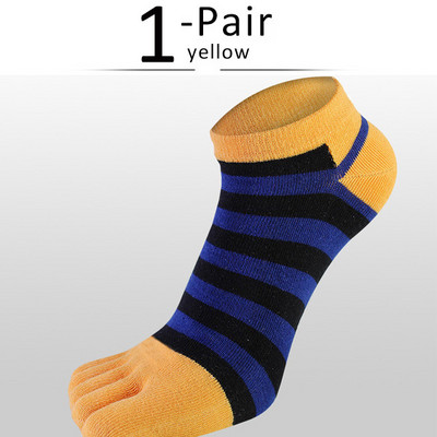 Bumbac pieptănat, glezne, șosete cu 5 degete, bărbați, băiat, în dungi, colorate, casual, care absoarbe transpirația, respirabil, șosete fără degete, 4 anotimpuri
