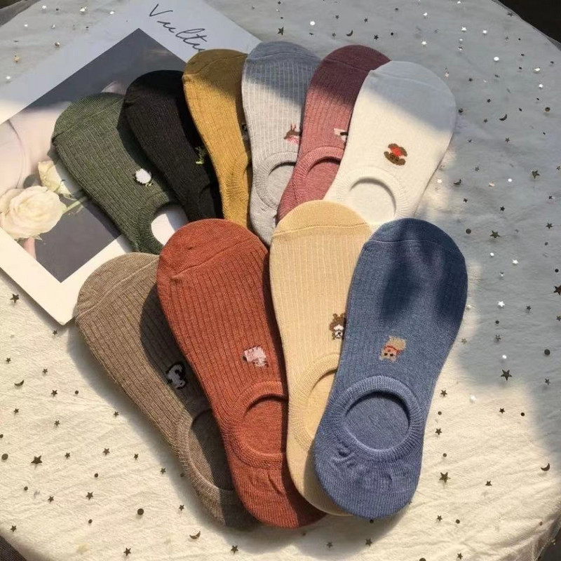 10 tükki = 5 paari/partii Nähtamatud multifilmi puuvillased hingavad sokid naiste suvetüdrukud vabaaja lühikeste pahkluu paat madala lõikega Lady Sox