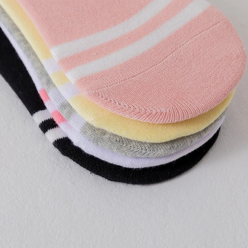 5 perechi de șosete invizibile pentru femei, șosete de vară anti-alunecare din bumbac pur, șosete de barca subțiri, lejer, respirabile