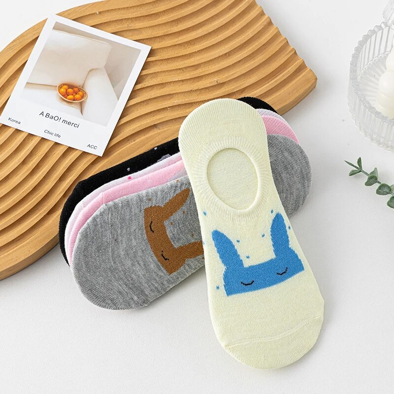 5 paari nähtamatuid madala lõikega silikoonist libisemisvastaseid suviseid hingavaid pahkluusokke NAISTE kasside paadi sokkidele