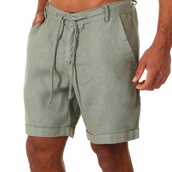 Модни мъжки ленени къси панталони Мъжки летни памучни плажни къси мъжки нови свободни плътни карго шорти за свободното време