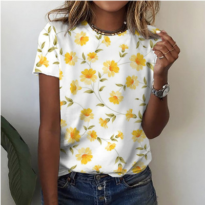 2024 Nou stil de plante, inspirat de natură, flori și frunze, timp liber, tricou pentru femei unic, proaspăt și vibrant