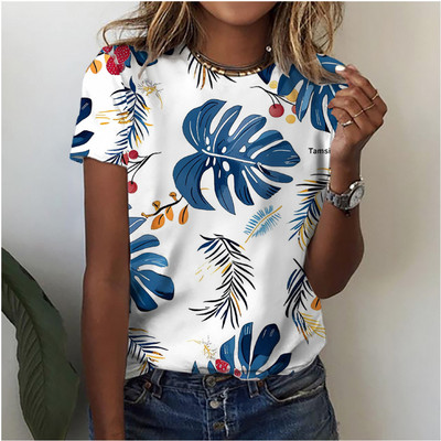 2024 Nou stil de plante, inspirat de natură, flori și frunze, timp liber, tricou pentru femei unic, proaspăt și vibrant