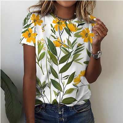 2024 Nou stil de plante, inspirat de natură, flori și frunze, timp liber, tricou pentru femei unic, proaspăt și vibrant