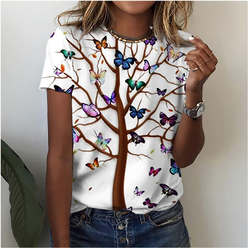 2024 Nou stil de plante, inspirat de natură, flori și frunze, timp liber, tricou pentru femei unic, proaspăt și vibrant