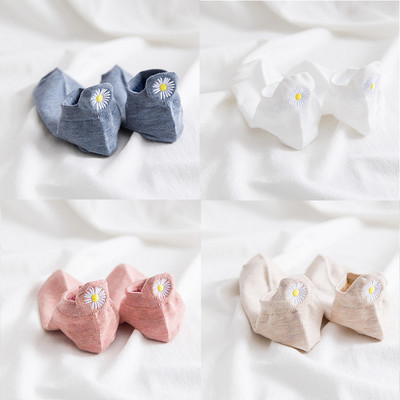 Lot od 4 para Ženske čarape Djevojčice Vez Japanski Soild Kawaii Proljeće Ljeto Tratinčice Papuče Pamuk Nevidljivi slatki set Cvjetni