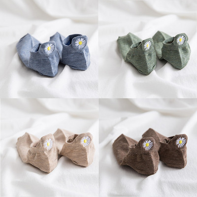 Lot od 4 para Ženske čarape Djevojčice Vez Japanski Soild Kawaii Proljeće Ljeto Tratinčice Papuče Pamuk Nevidljivi slatki set Cvjetni