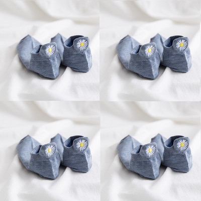 Lot od 4 para Ženske čarape Djevojčice Vez Japanski Soild Kawaii Proljeće Ljeto Tratinčice Papuče Pamuk Nevidljivi slatki set Cvjetni