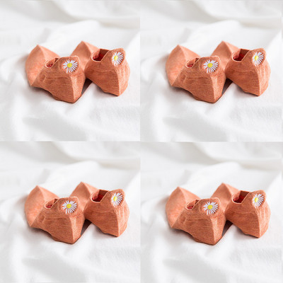 Lot od 4 para Ženske čarape Djevojčice Vez Japanski Soild Kawaii Proljeće Ljeto Tratinčice Papuče Pamuk Nevidljivi slatki set Cvjetni