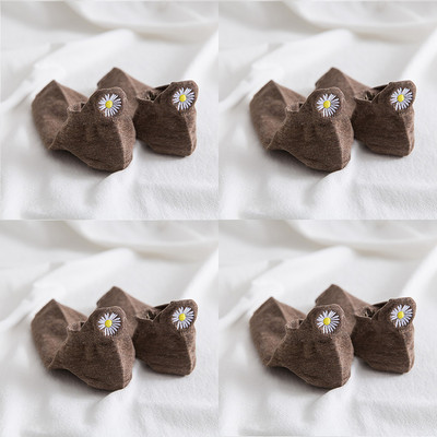 Lot od 4 para Ženske čarape Djevojčice Vez Japanski Soild Kawaii Proljeće Ljeto Tratinčice Papuče Pamuk Nevidljivi slatki set Cvjetni