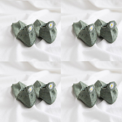 Lot od 4 para Ženske čarape Djevojčice Vez Japanski Soild Kawaii Proljeće Ljeto Tratinčice Papuče Pamuk Nevidljivi slatki set Cvjetni
