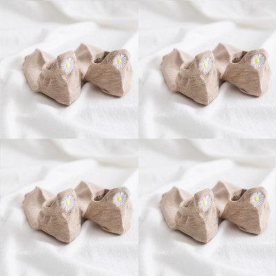 Lot od 4 para Ženske čarape Djevojčice Vez Japanski Soild Kawaii Proljeće Ljeto Tratinčice Papuče Pamuk Nevidljivi slatki set Cvjetni