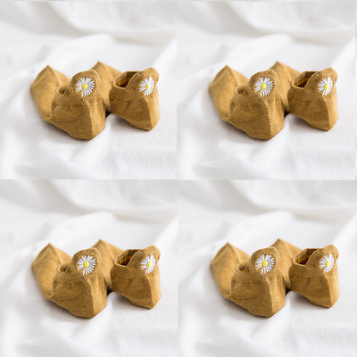 Lot od 4 para Ženske čarape Djevojčice Vez Japanski Soild Kawaii Proljeće Ljeto Tratinčice Papuče Pamuk Nevidljivi slatki set Cvjetni