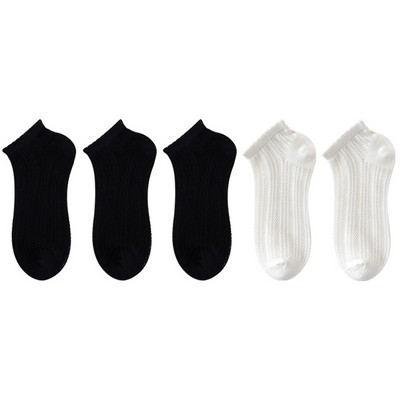 5 pár női pamut rövid zokni nyári vékony hálós, mélyen kivágott puha, lélegző egyszínű, nem látható Kiváló minőségű női bokazokni