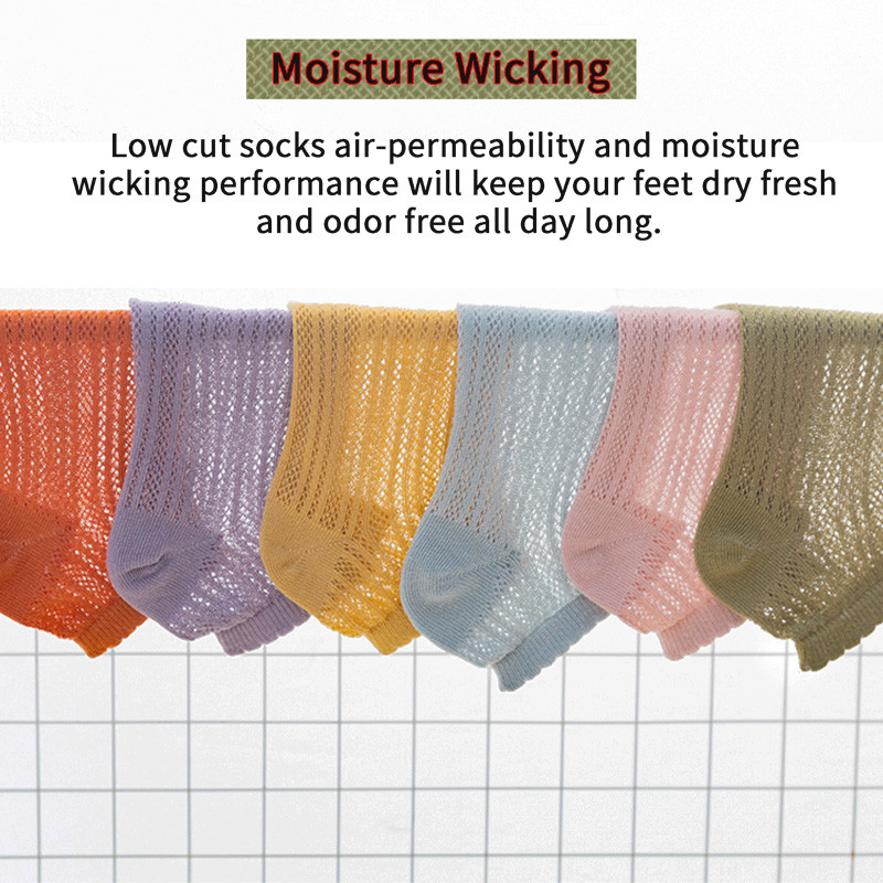 5 pár női pamut rövid zokni nyári vékony hálós, mélyen kivágott puha, lélegző egyszínű, nem látható Kiváló minőségű női bokazokni