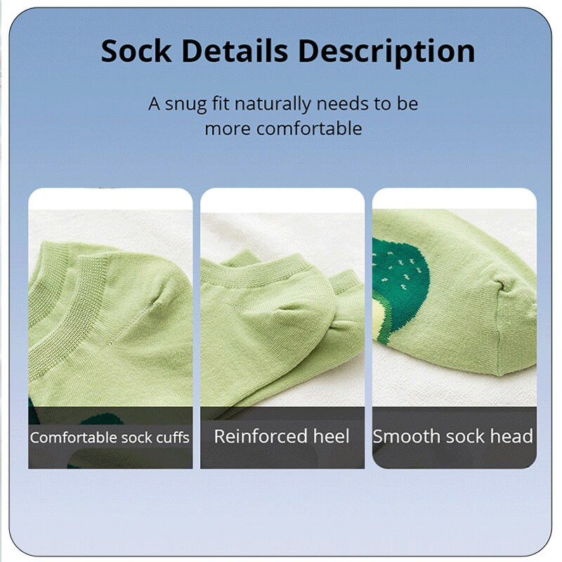 5 paari naiste naljakaid sokke Kevadised ja sügisesed puuviljasokid Avokaado Sidrun, Maasikas Banaan Harajuku vabaaja sokid