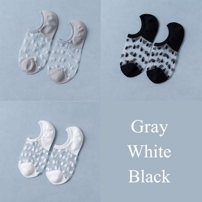 3 perechi/set șosete din dantelă de cristal vară femei dantelă transparentă mătase flori fete elastice invizibile șosete scurte barca femei șosete