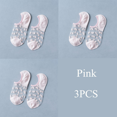 3 perechi/set șosete din dantelă de cristal vară femei dantelă transparentă mătase flori fete elastice invizibile șosete scurte barca femei șosete