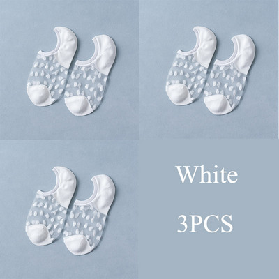 3 perechi/set șosete din dantelă de cristal vară femei dantelă transparentă mătase flori fete elastice invizibile șosete scurte barca femei șosete