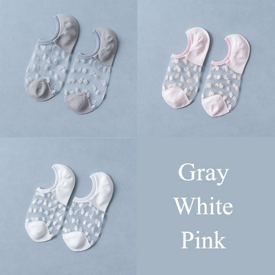 3 perechi/set șosete din dantelă de cristal vară femei dantelă transparentă mătase flori fete elastice invizibile șosete scurte barca femei șosete