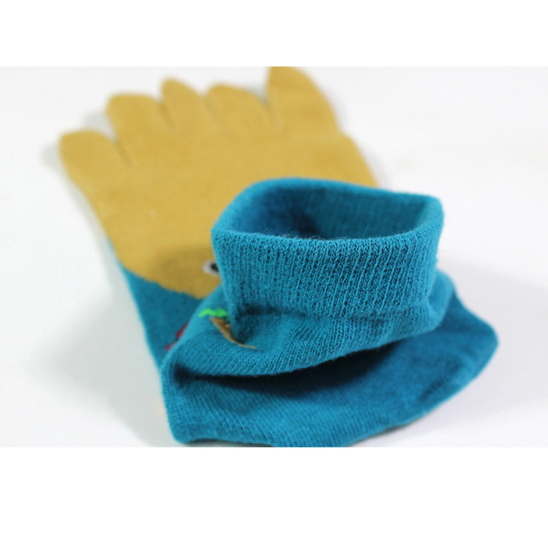 Tiszta pamut női lány ötujjas boka zokni aranyos állat medve macska nyúl újdonság divat fiatal, nem látható zokni lábujjakkal Rajzfilm