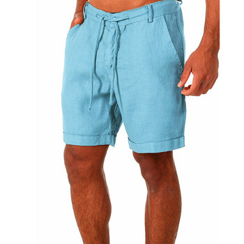Мъжки летни дишащи едноцветни ленени панталони Мъжки памучни ленени къси панталони Панталони Фитнес Streetwear S-4XL